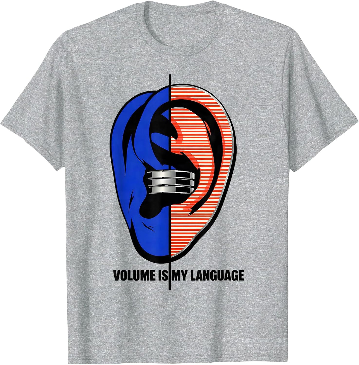 Men's Volume Is My Language Heavy Metal Design T-Shirt - Heather Grey