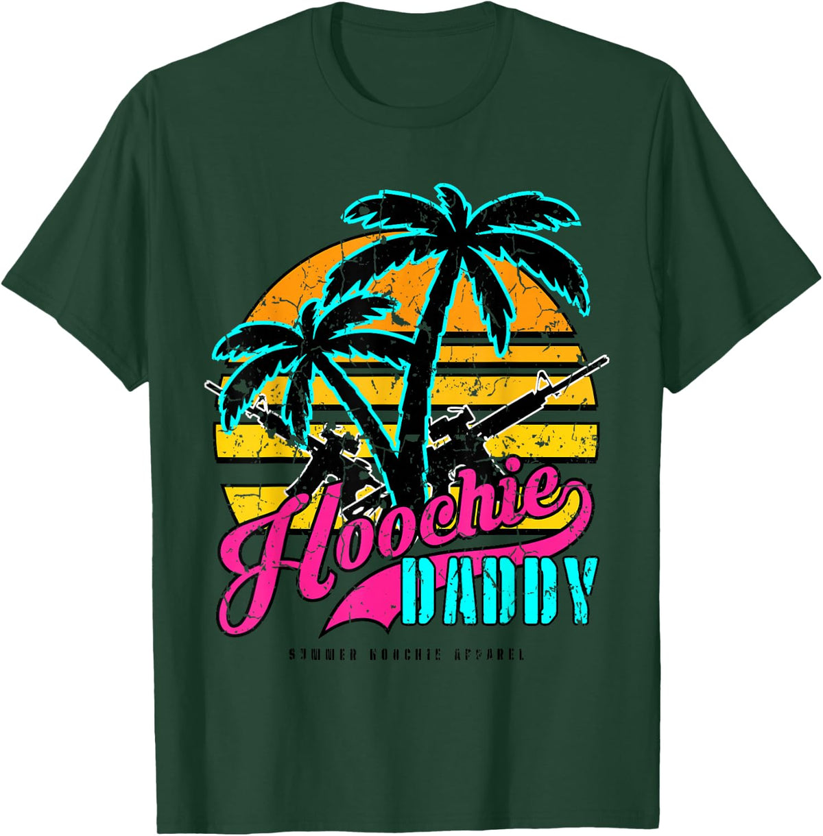 Hoochie Daddy Tropical Tactical AR Gym & Fitness Surfing Co T-Shirt - Dark Green