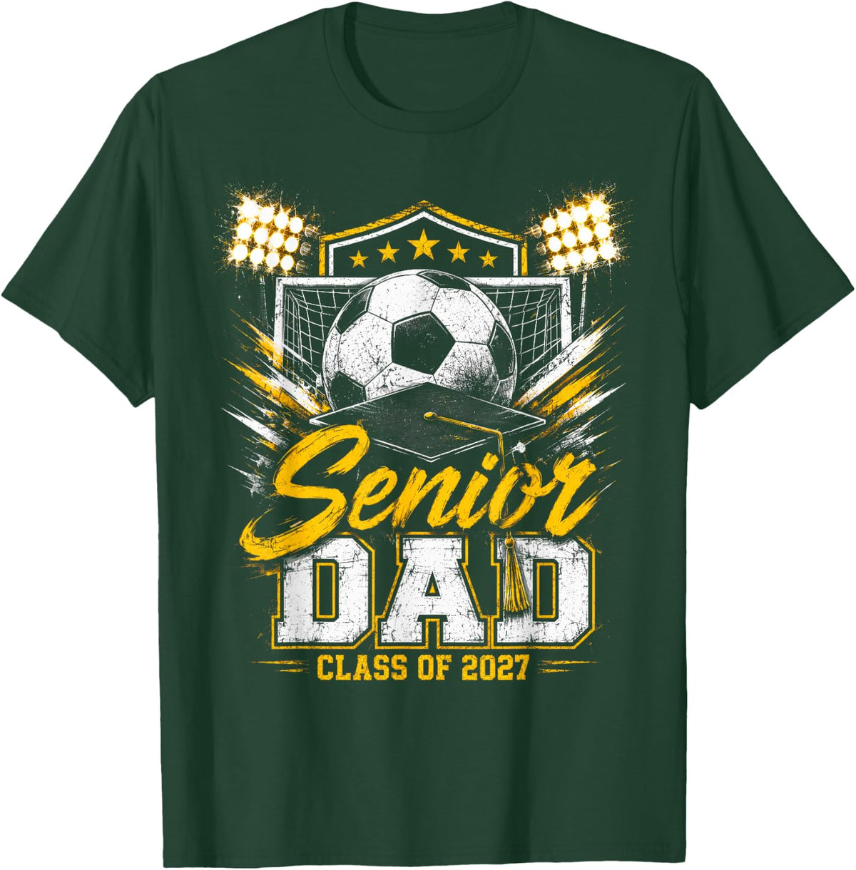 Senior Dad Class of 2027 Soccer Ball Graduation Vintage T-Shirt - Dark Green