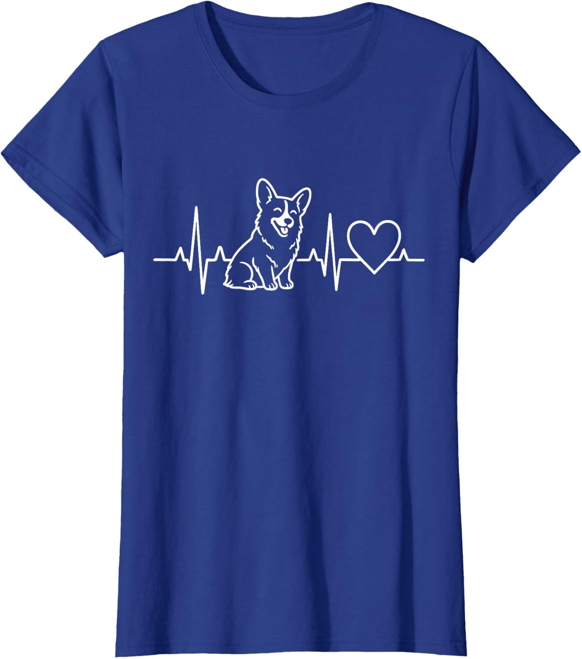 Corgi Heartbeat EKG Pulse Dog Lover Graphic T-Shirt - Royal Blue