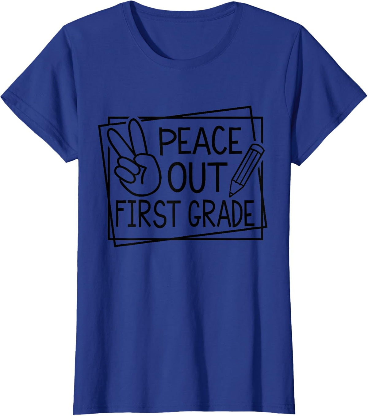 Peace Out First Grade Last Day of School Summer Break T-Shirt - Royal Blue