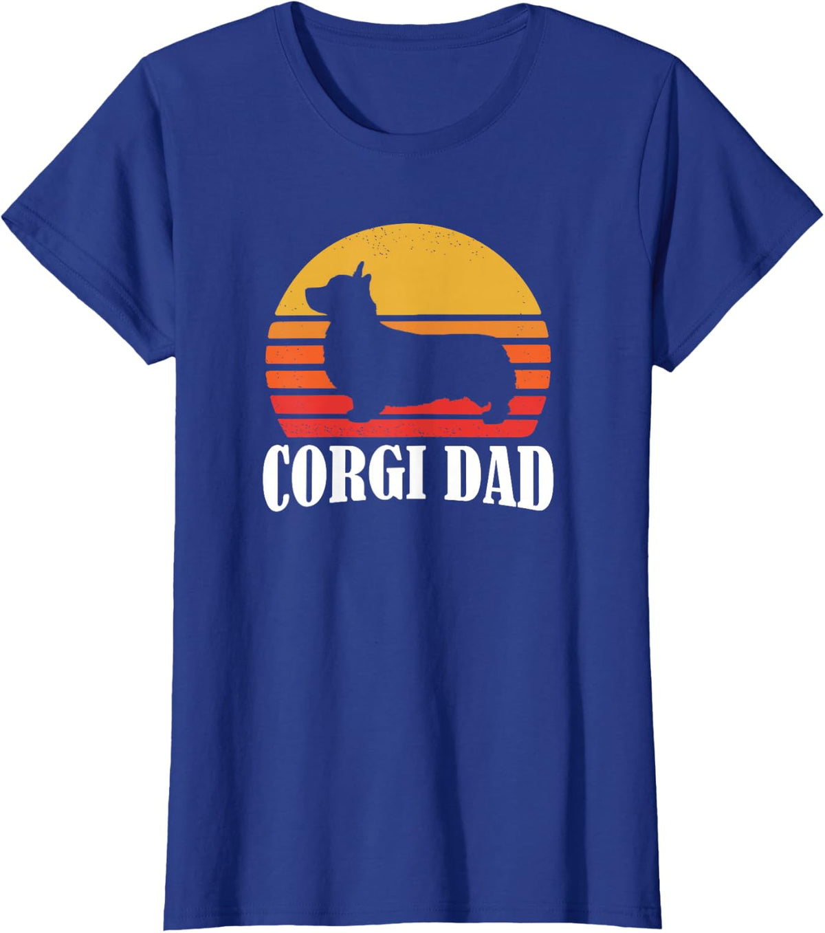 70s Retro Vintage Sunset Pembroke Welsh Corgi Dog Dad Lover T-Shirt - Royal Blue