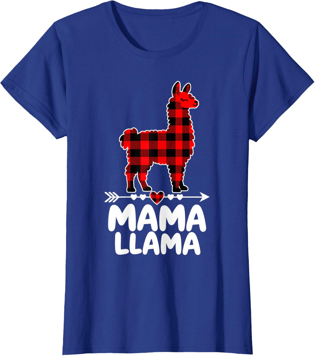 Mama Llama Plaid Buffalo Check Mother Grandma Christmas T-Shirt - Royal Blue