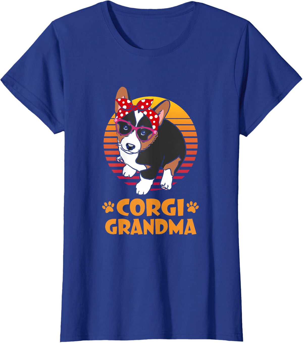 Retro Bandana Tricolor Corgi Dog Grandma Mothers Day T-Shirt - Royal Blue