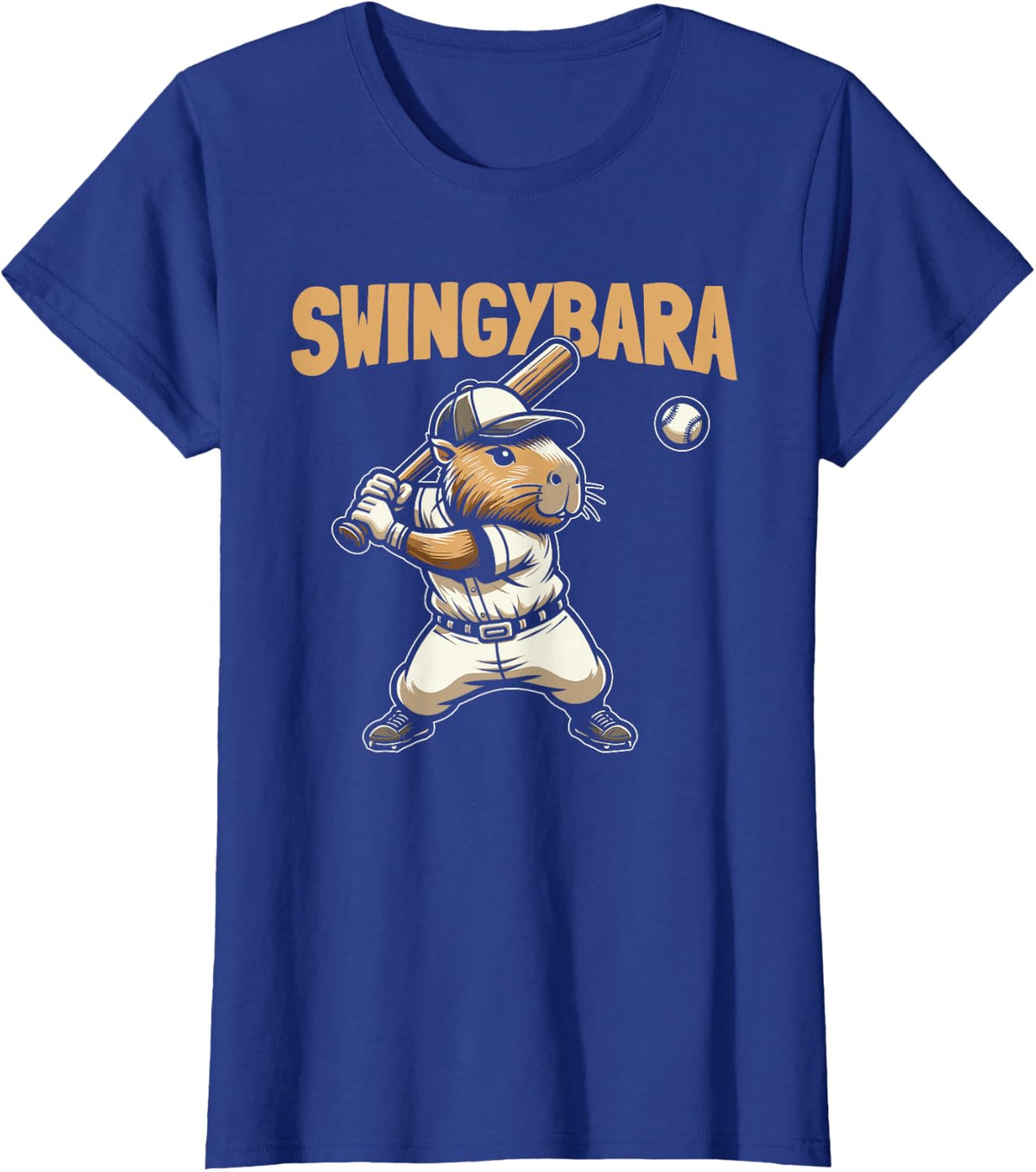 Capybara Softball Batter Catcher Pitcher Swingybara Tee T-Shirt For Girls Boys Women Men - Royal Blue