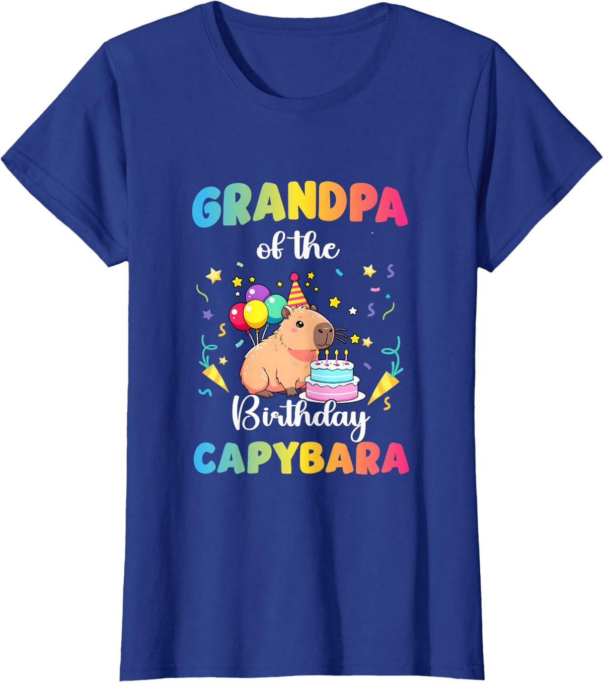 Grandpa of The Birthday Girl Capybara Bday Party Family T-Shirt - Royal Blue