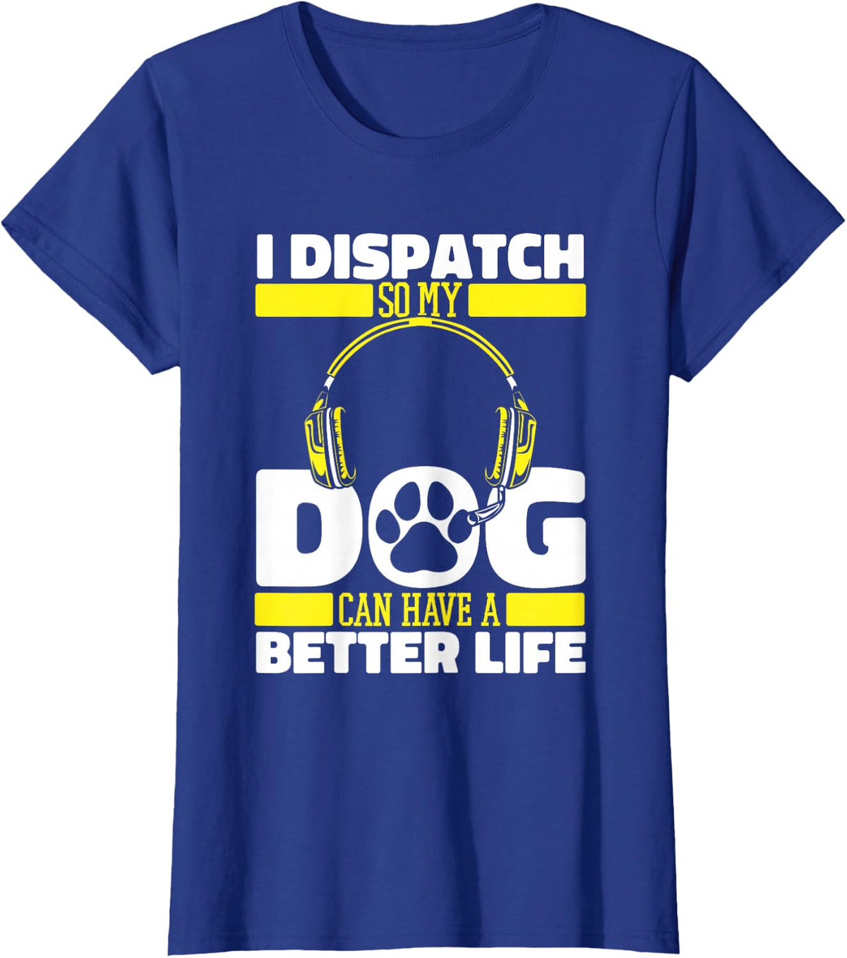 Police Dog - Gold Thin Yellow Line Emergency Dispatcher T-Shirt - Royal Blue