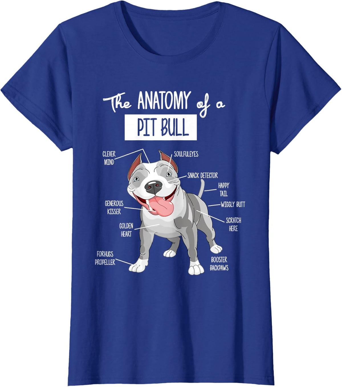 Anatomy Of A Pitbull T-Shirt Dog Lover Tee For Men Women Pit Bull Shirts - Royal Blue