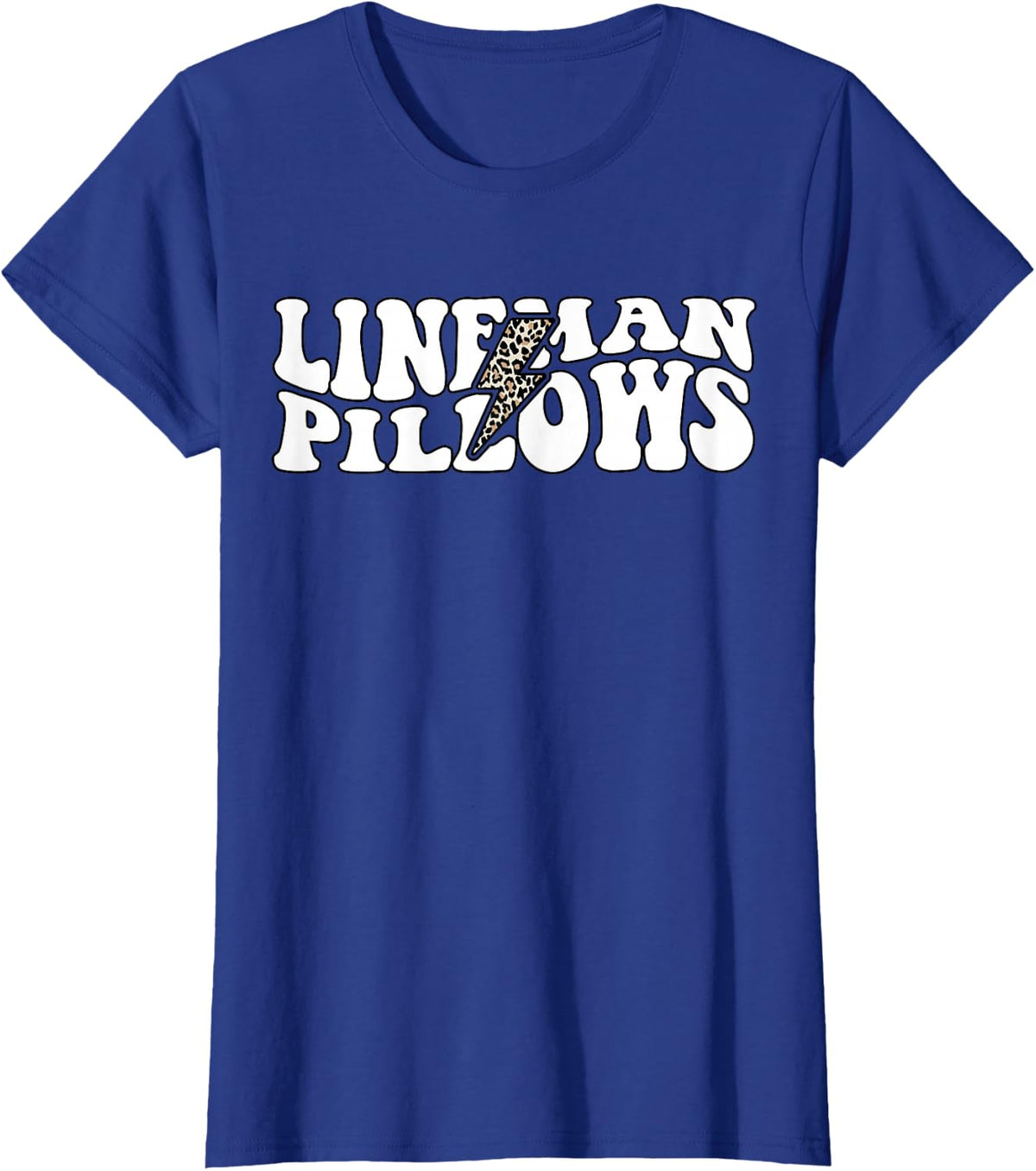 Lineman Pillows Funny Line Wife Shirt Tees T Shirts For Women Men Retro Groovy Leopard Wife Tee - Royal Blue