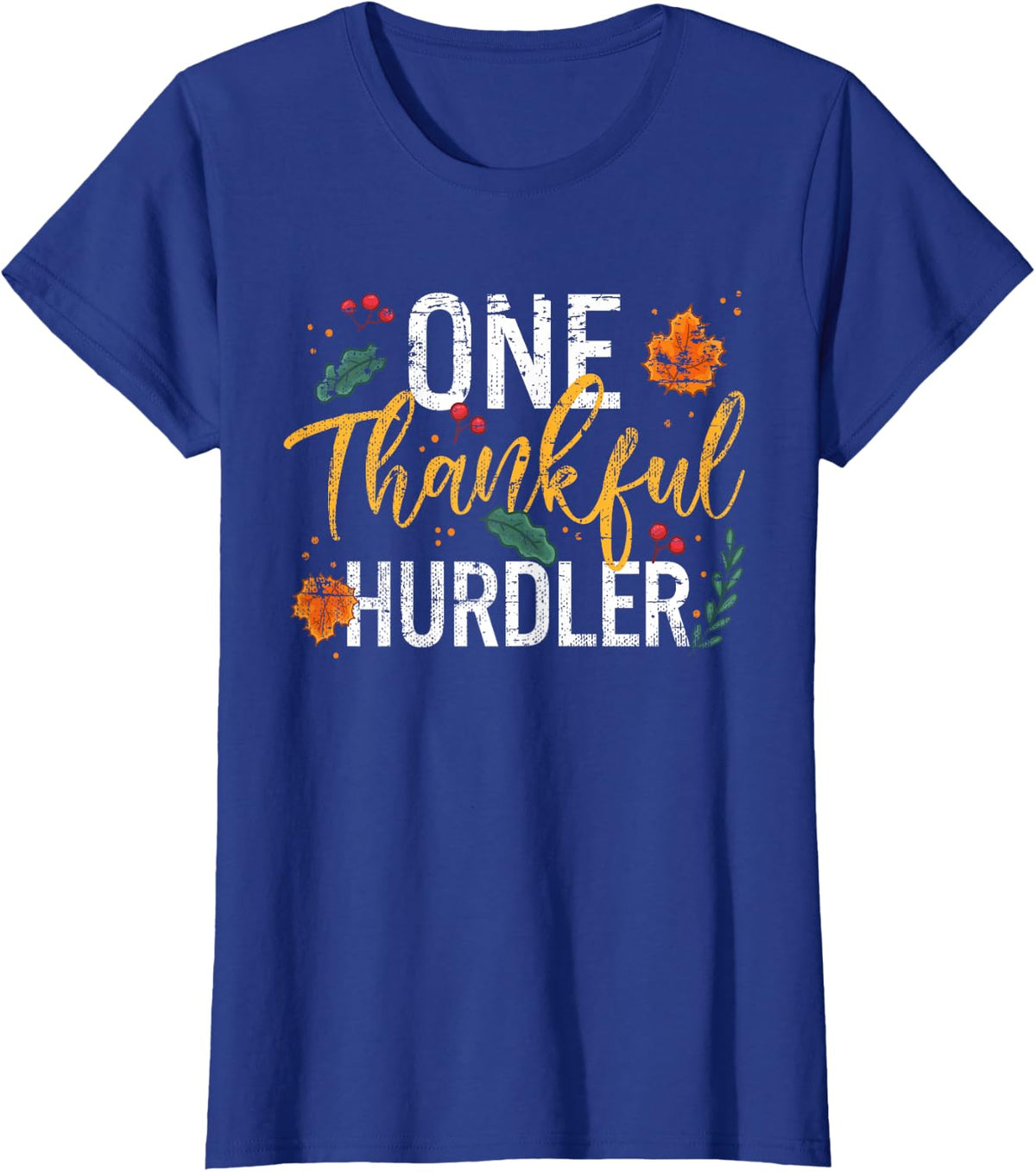 One Thankful Hurdler Thanksgiving Vintage T-Shirt - Royal Blue