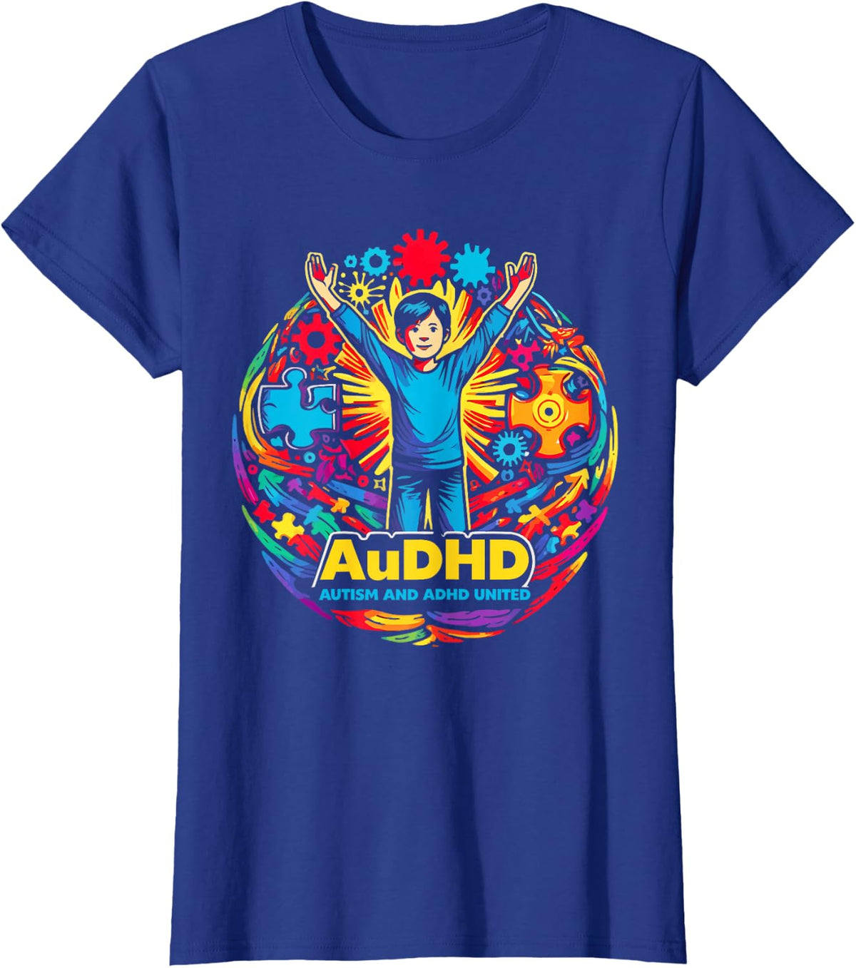 AuDHD Autism ADHD Autistic Spectrum Neurodiversity T-Shirt - Royal Blue