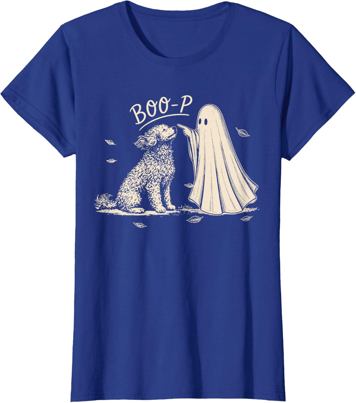 Boo Boo-p Goldendoodle Ghost and Boba Halloween Dog Lovers T-Shirt - Royal Blue