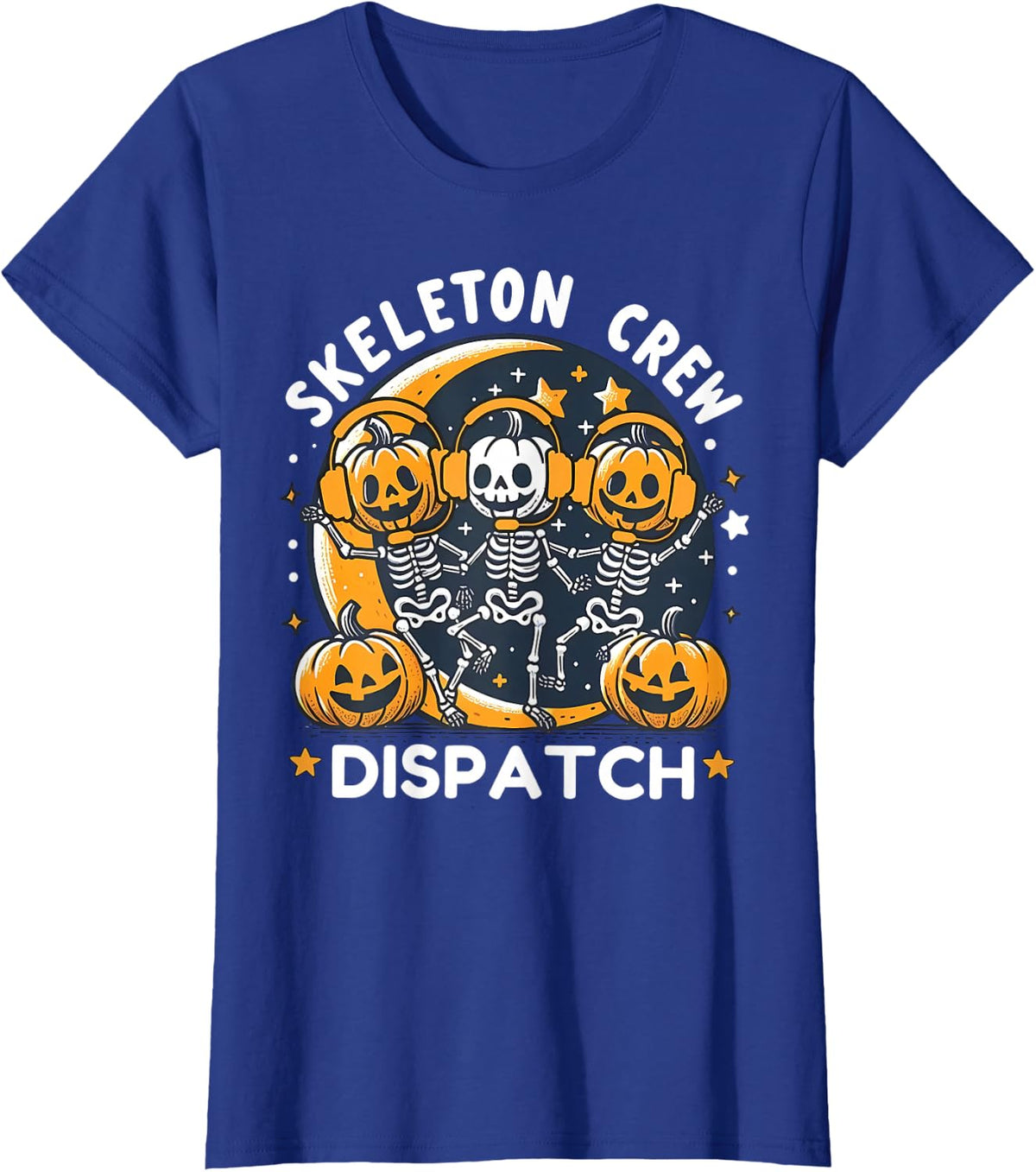 Halloween Dancing Skeleton Crew Dispatch EMS Dispatcher 911 T-Shirt - Royal Blue