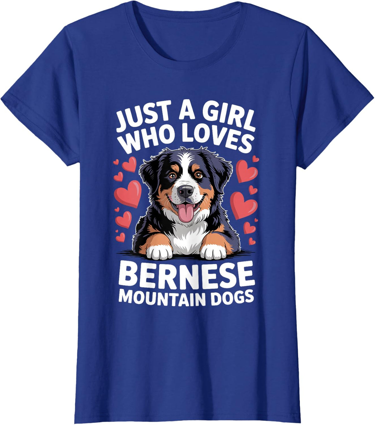 Bernese Mountain Dog Art for Women Girls Berner Sennenhund T-Shirt - Royal Blue