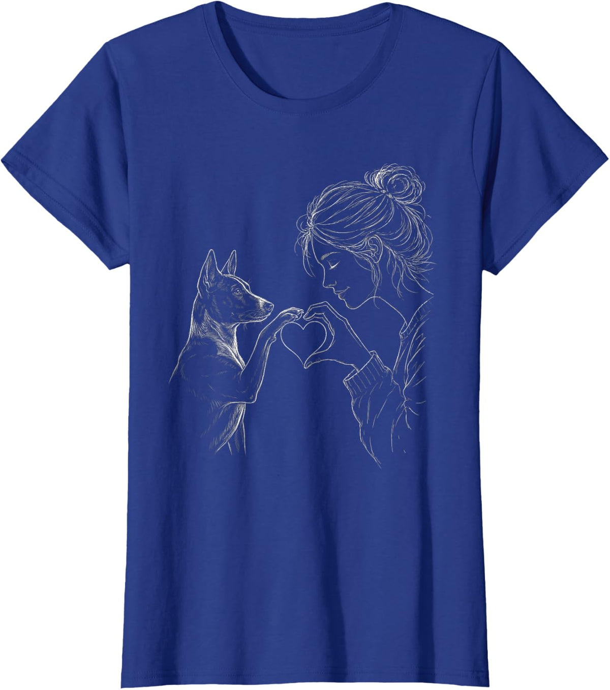 Basenji Dog Mom Heart Sign Line Art Women T-Shirt - Royal Blue