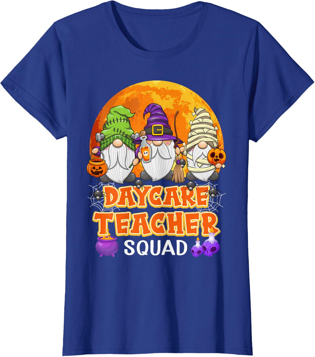 Daycare Teacher Squad Halloween Gnome Matching T-Shirt - Royal Blue