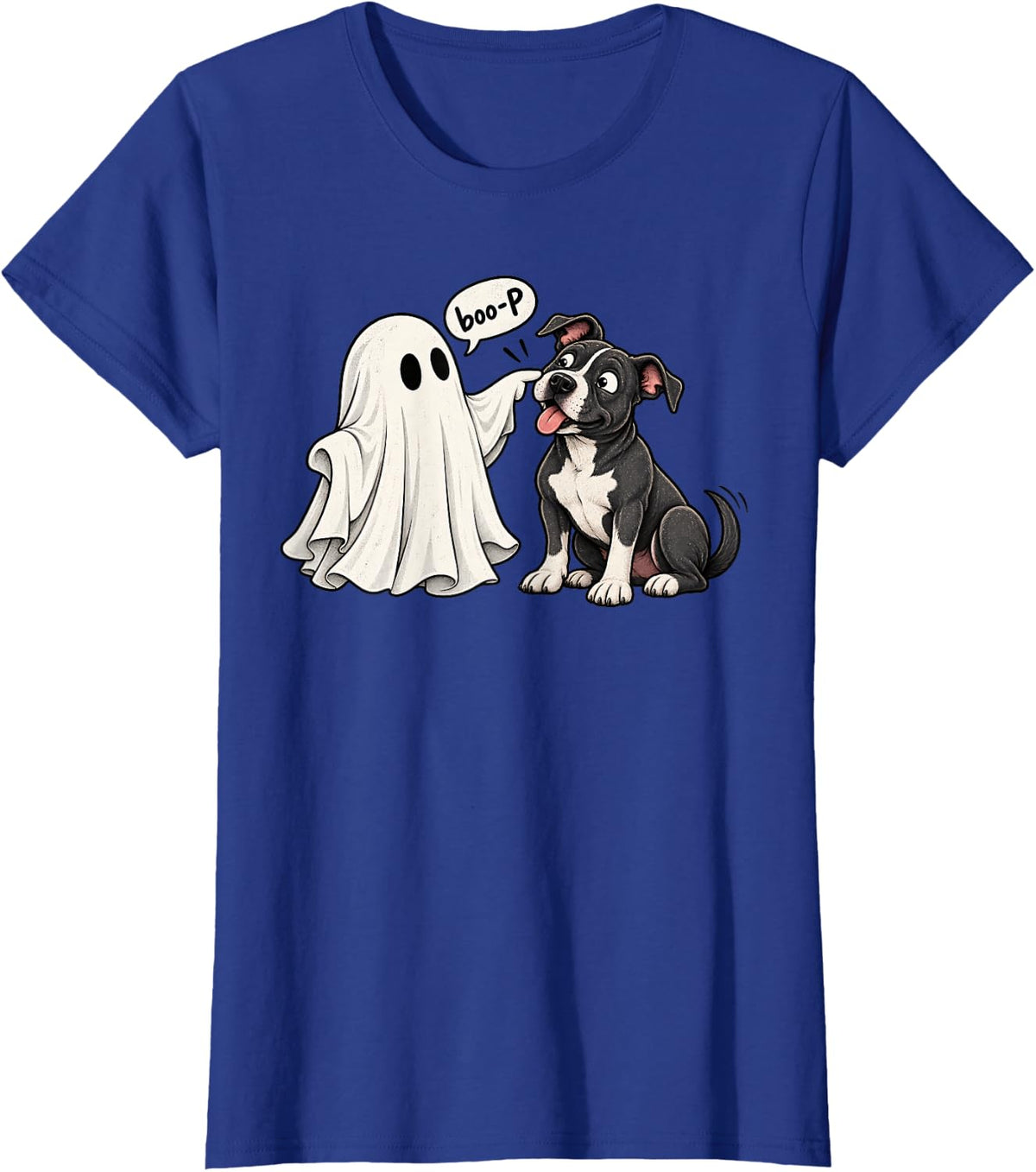 Boo P Ghost Nose Touch Halloween Dog Lover Costume T-Shirt - Royal Blue
