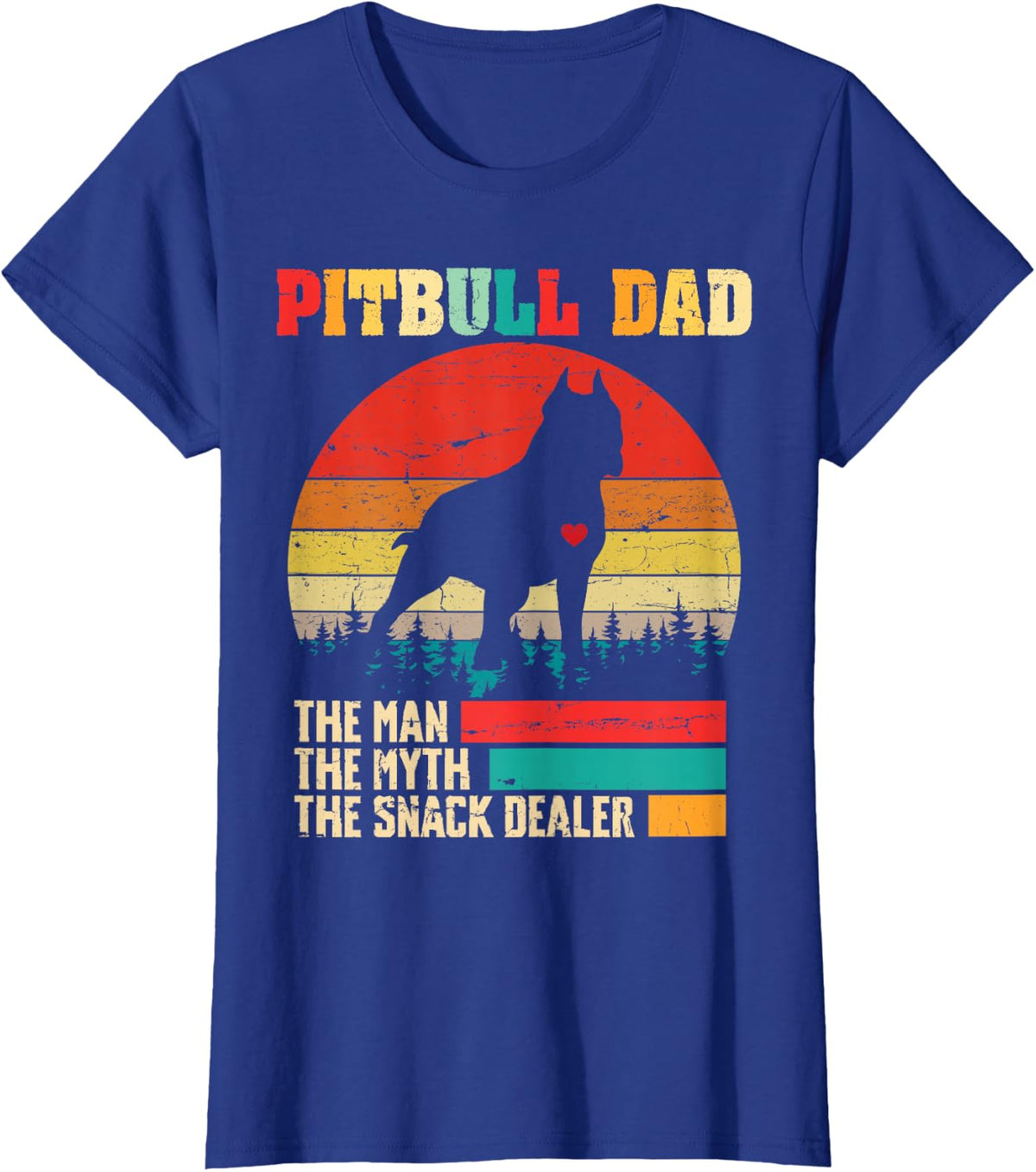 Vintage Pitbull Dad The Man The Myth Snack Dealer Funny Dog T-Shirt - Royal Blue
