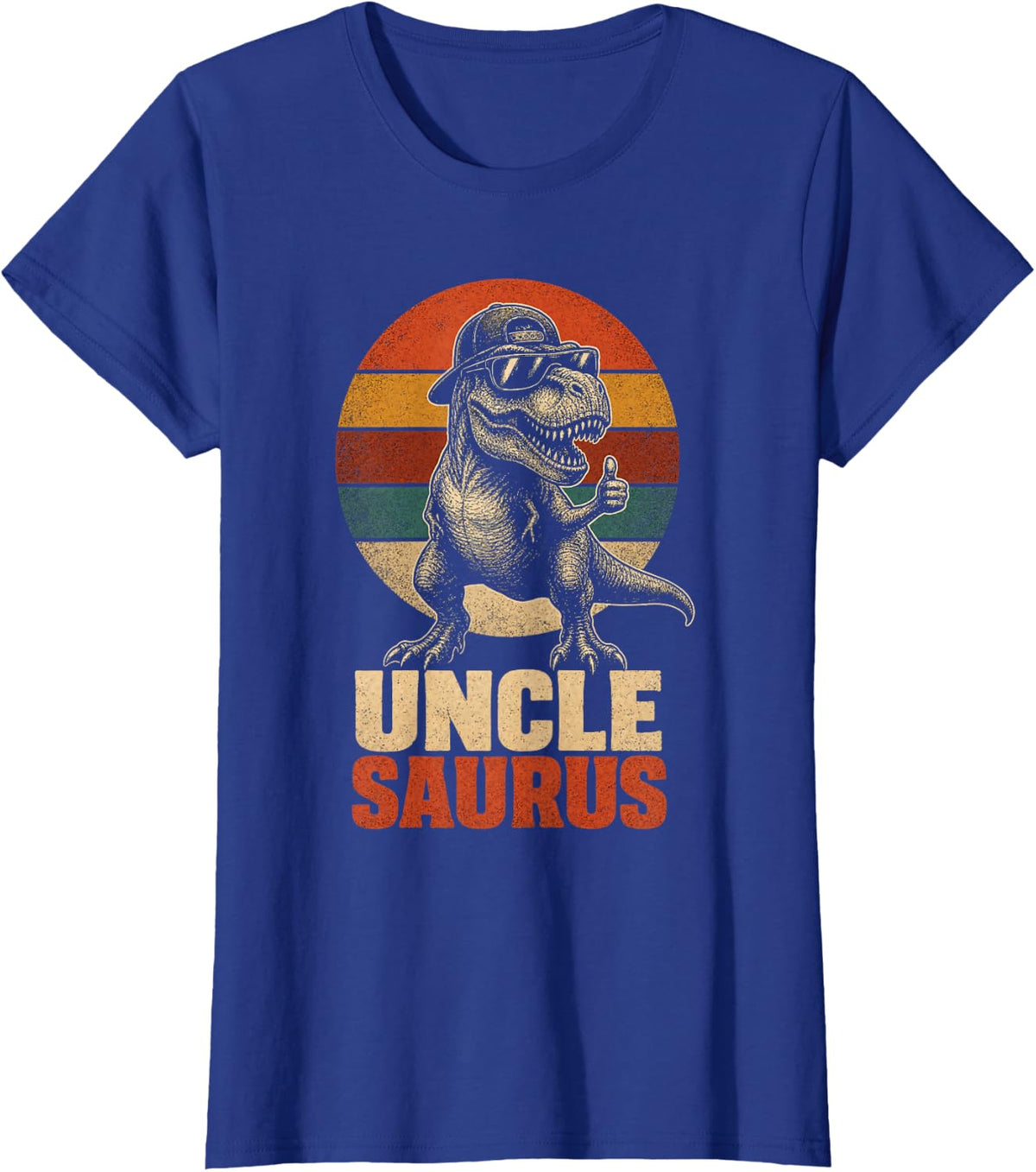 Dinosaur Uncle Saurus T Rex Family Matching Vintage Sunset T-Shirt - Royal Blue