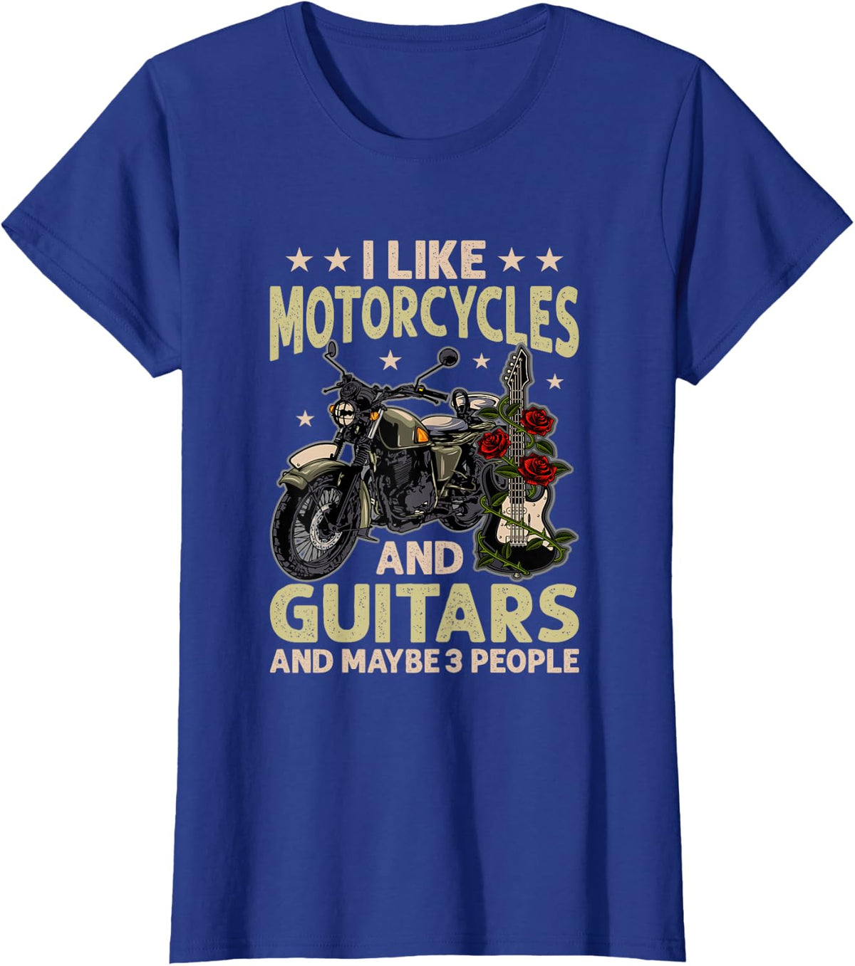 Motorcycles and Guitars Motorcycle Guitar Biker T-Shirt - Royal Blue