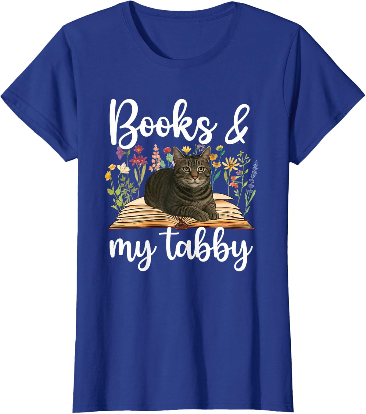 Books & My Gray Tabby Cat Owner Grey Tabby Cat Lover T-Shirt - Royal Blue