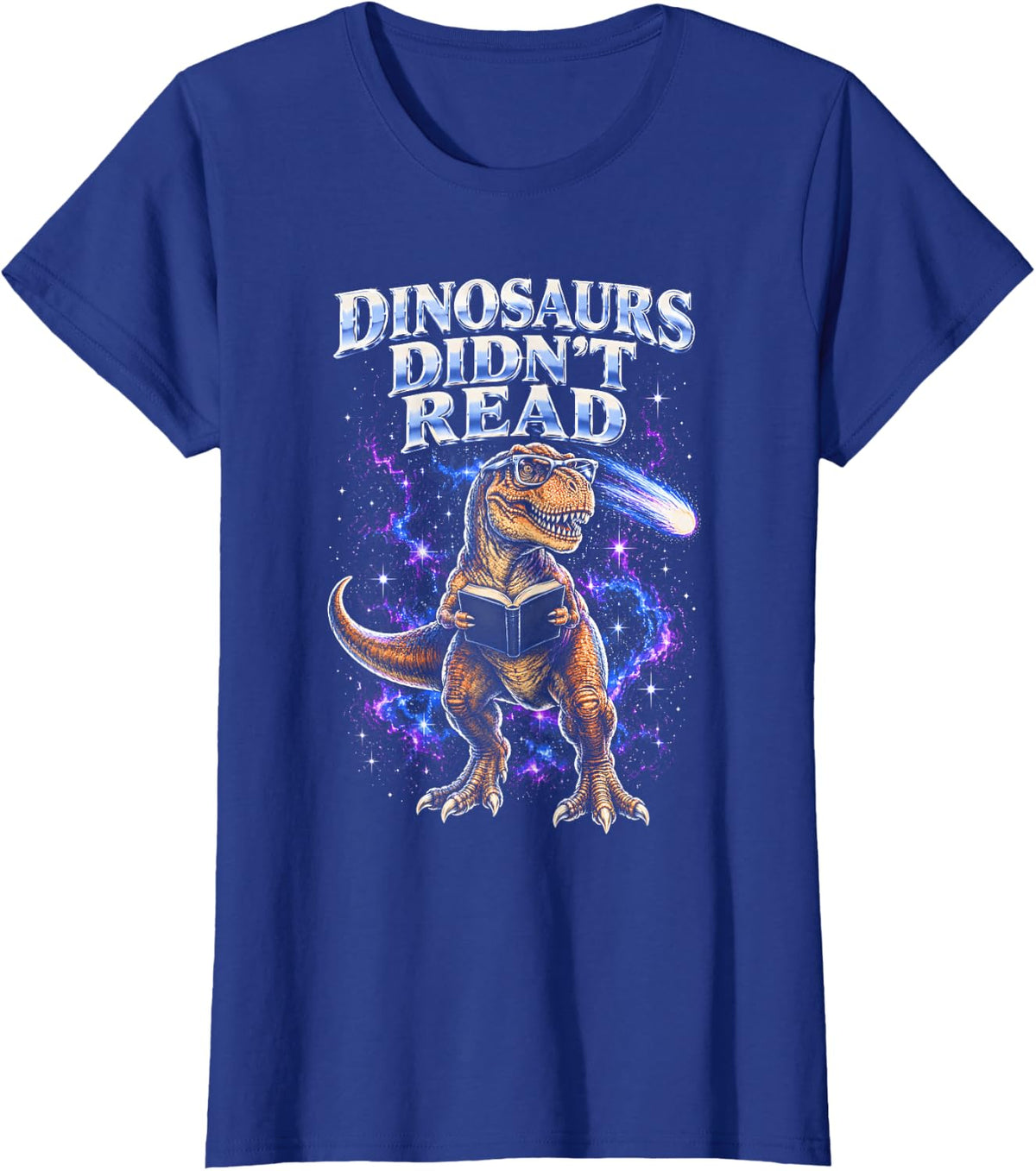 Dinosaurs Didnt Read Bootleg Trex Book Lover T-Shirt - Royal Blue