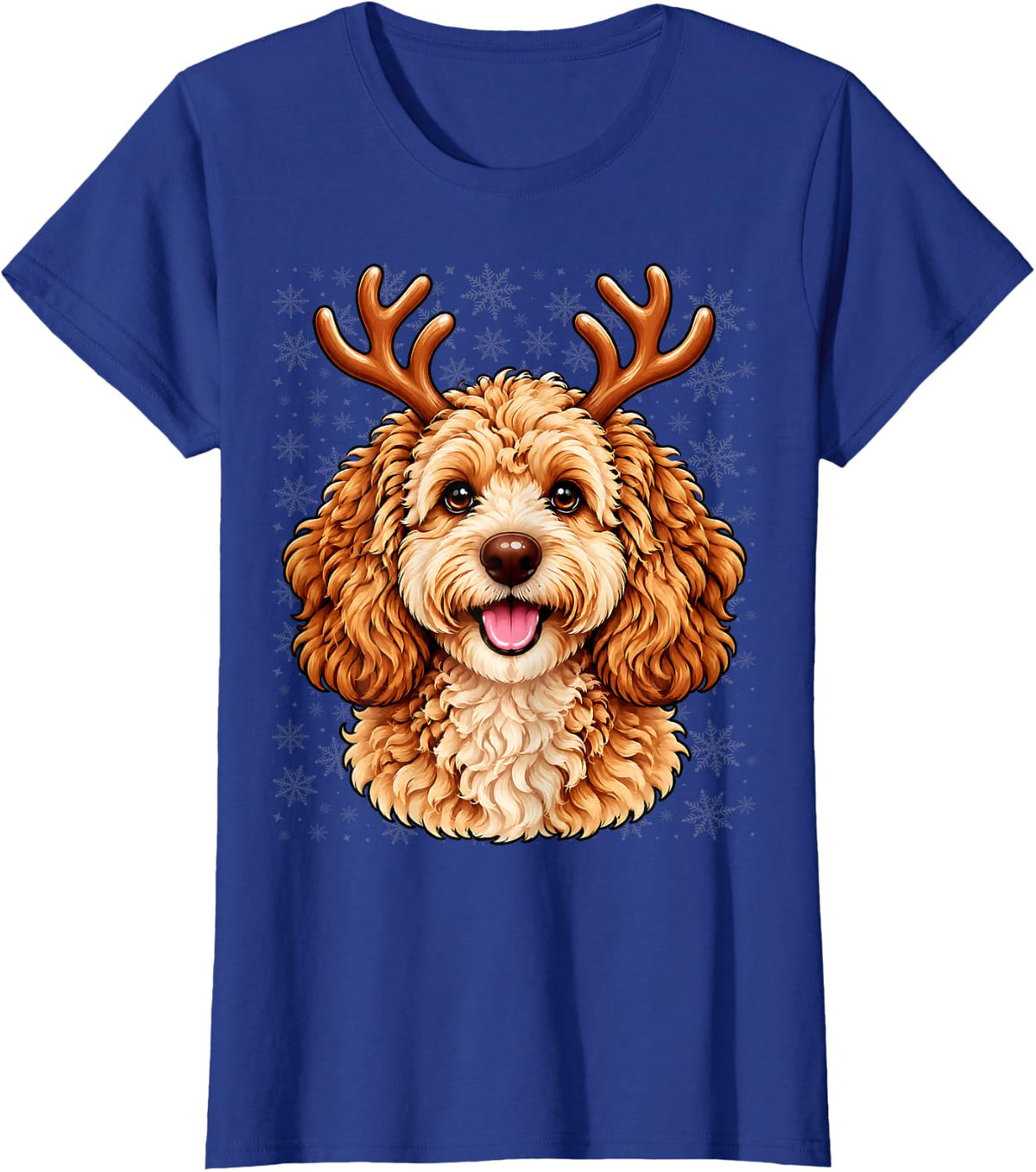 Goldendoodle Christmas Reindeer Antlers Winter Dog T-Shirt - Royal Blue