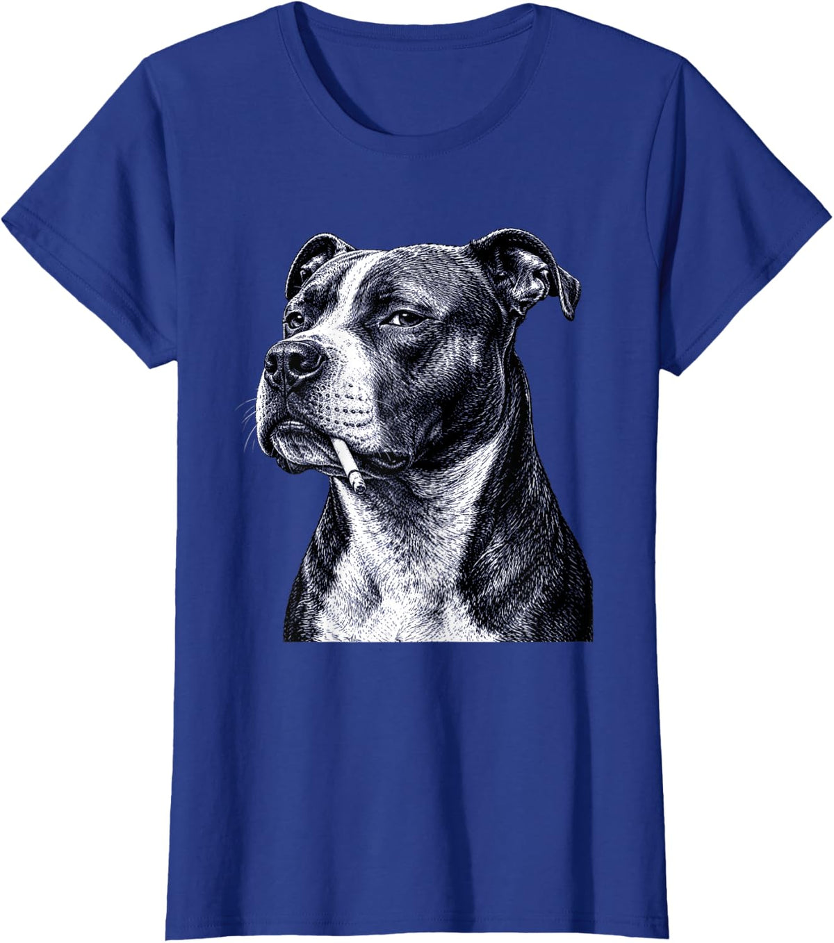 Pitbull Smoking Cigarette Funny Meme T-Shirt - Royal Blue