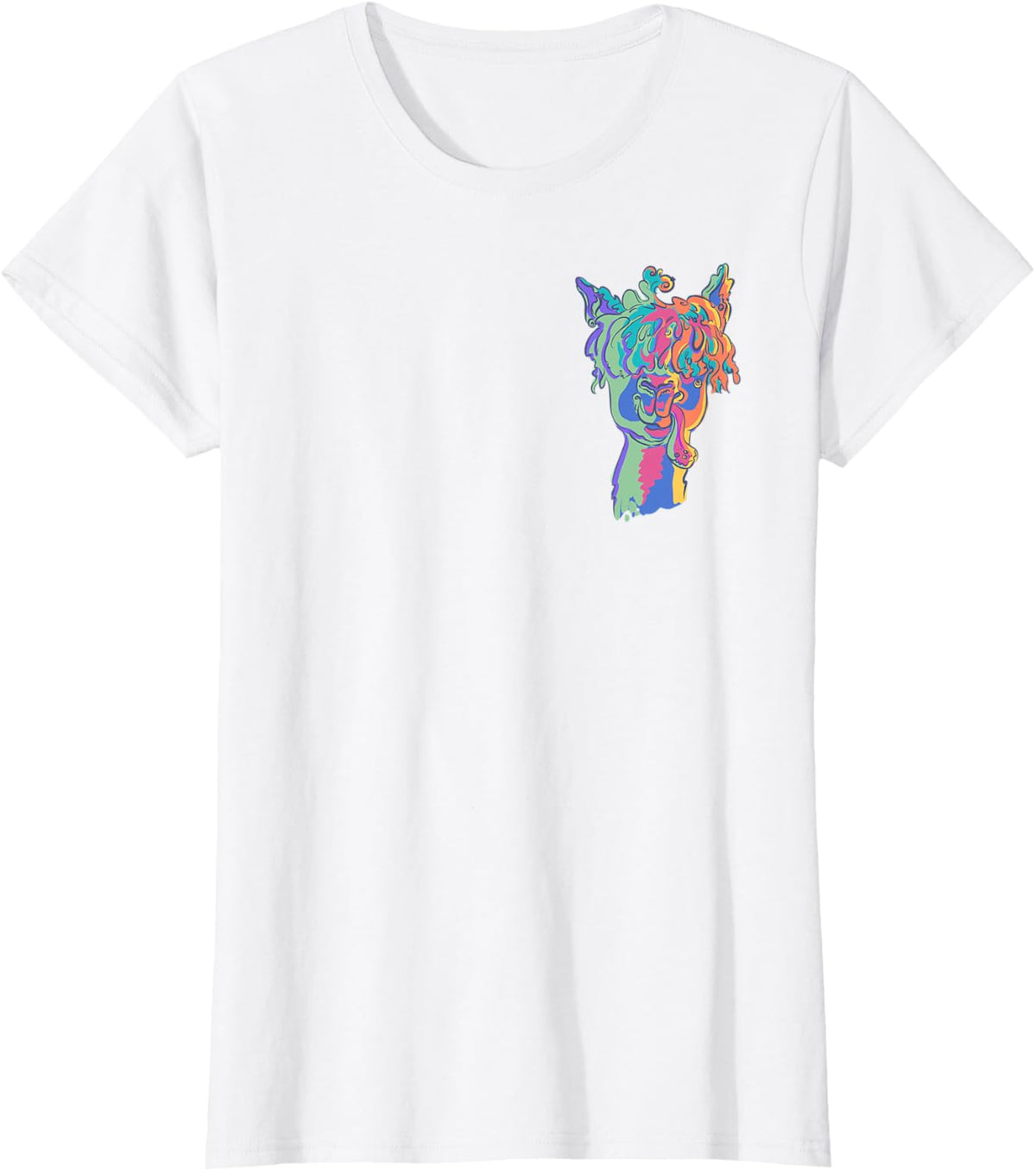 Colorful Rainbow Alpaca T-Shirt - White
