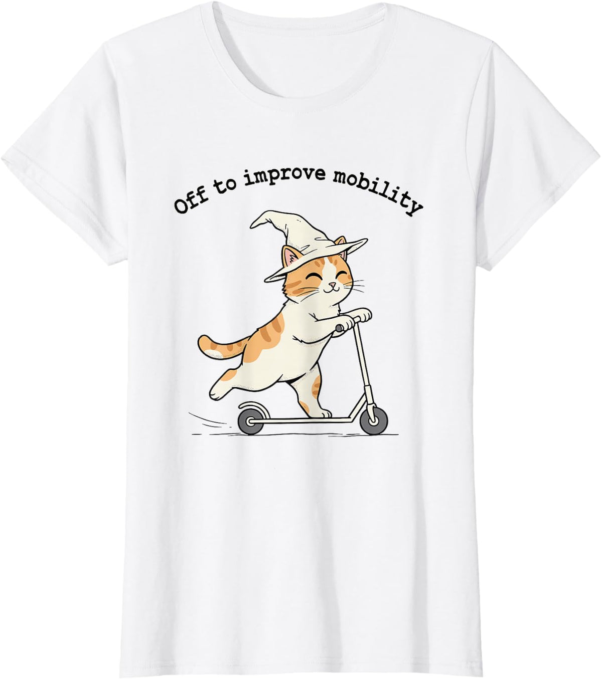 Off to Improve Mobility | Cute Cat Physical Therapist T-Shirt - White