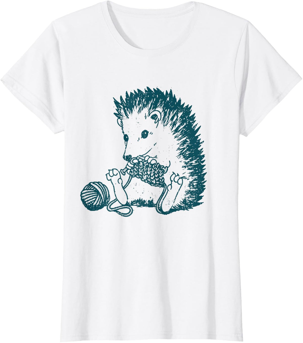 Knitting Hedgehog Yarn Ball Handicraft Fall Autumn T-Shirt - White