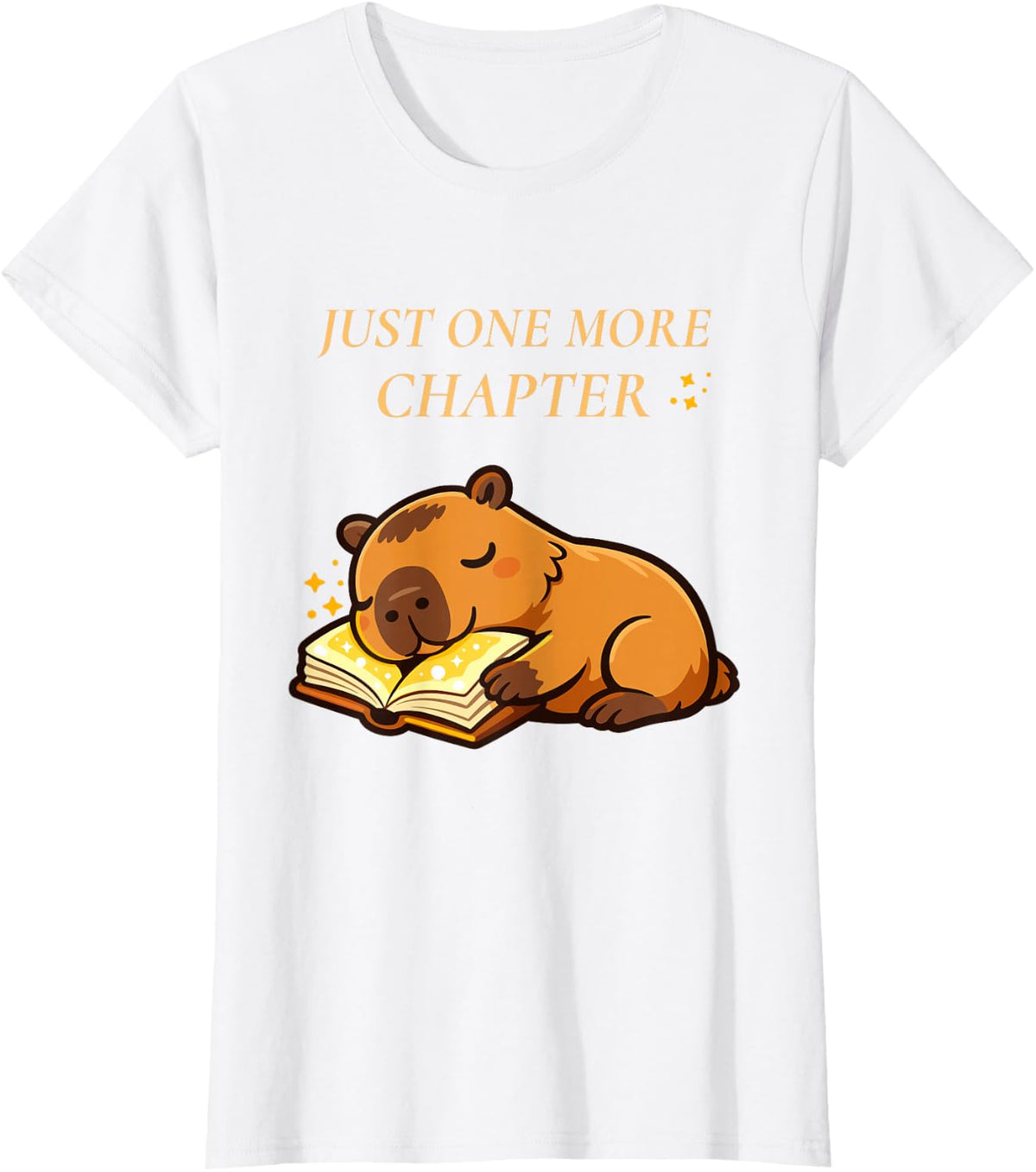 Just One More Chapter Capybara with Book T-Shirt - White
