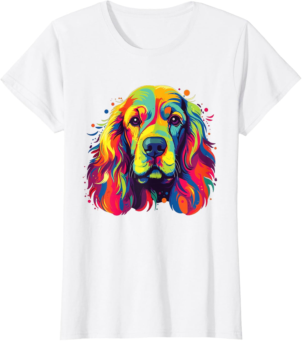 Watercolor Colorful American Cocker Spaniel Dog T-Shirt - White