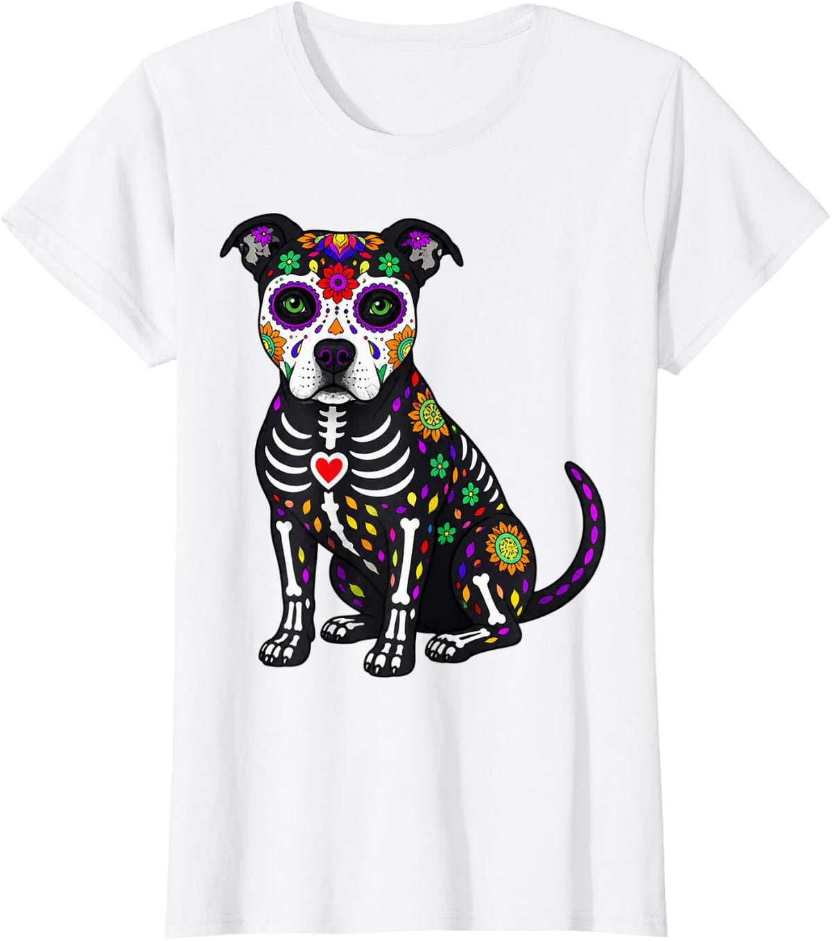 Pitbull Pittie Mexican Sugar Skull Calavera Mexico Party T-Shirt - White