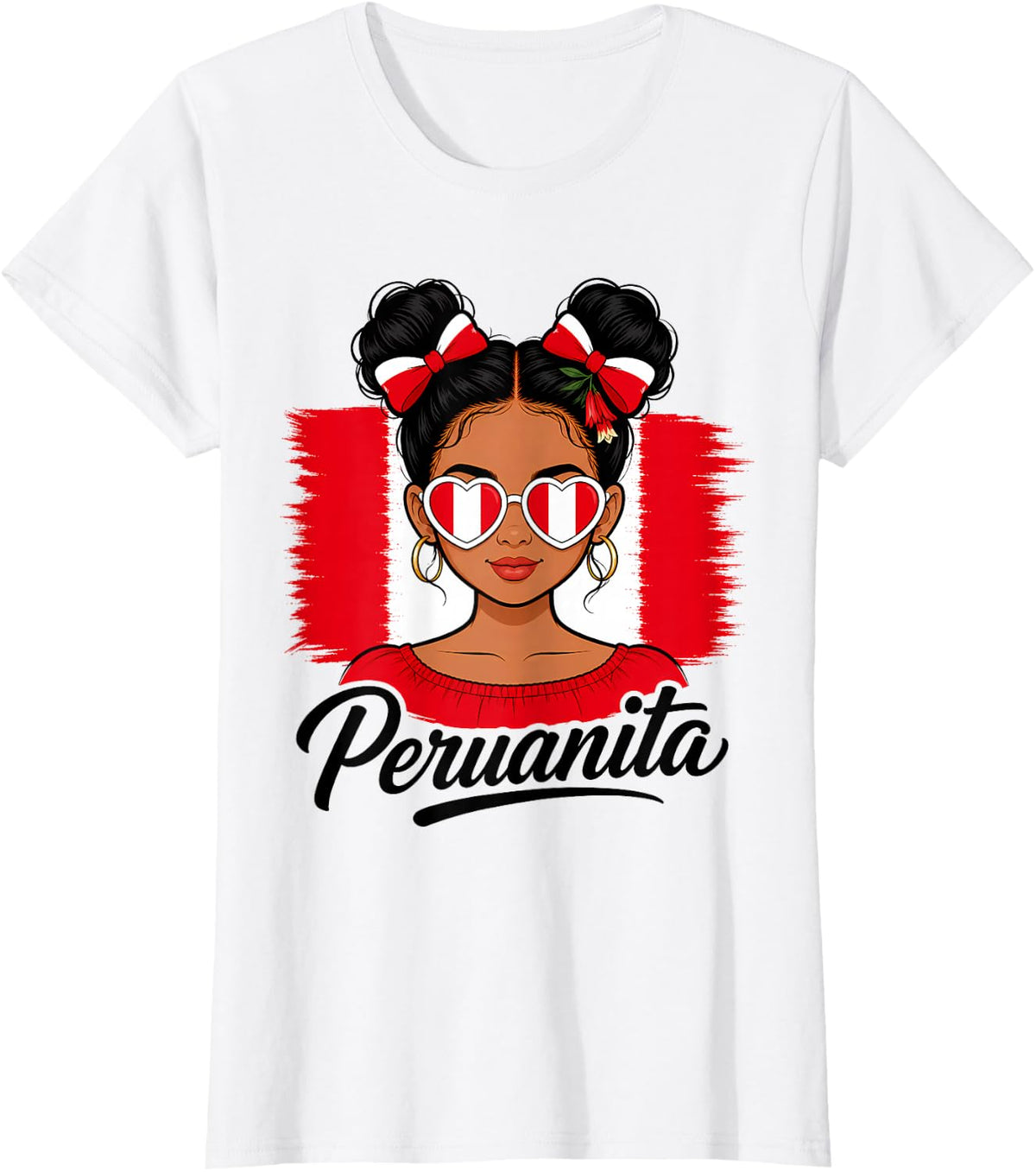 Peru Flag Peruvian Women Girls Hispanic Heritage Month T-Shirt - White