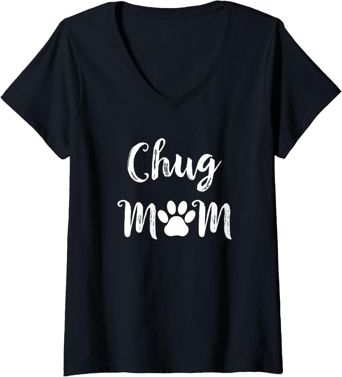 Womens Chug Mom Chug Dog Lover V-Neck T-Shirt - Black