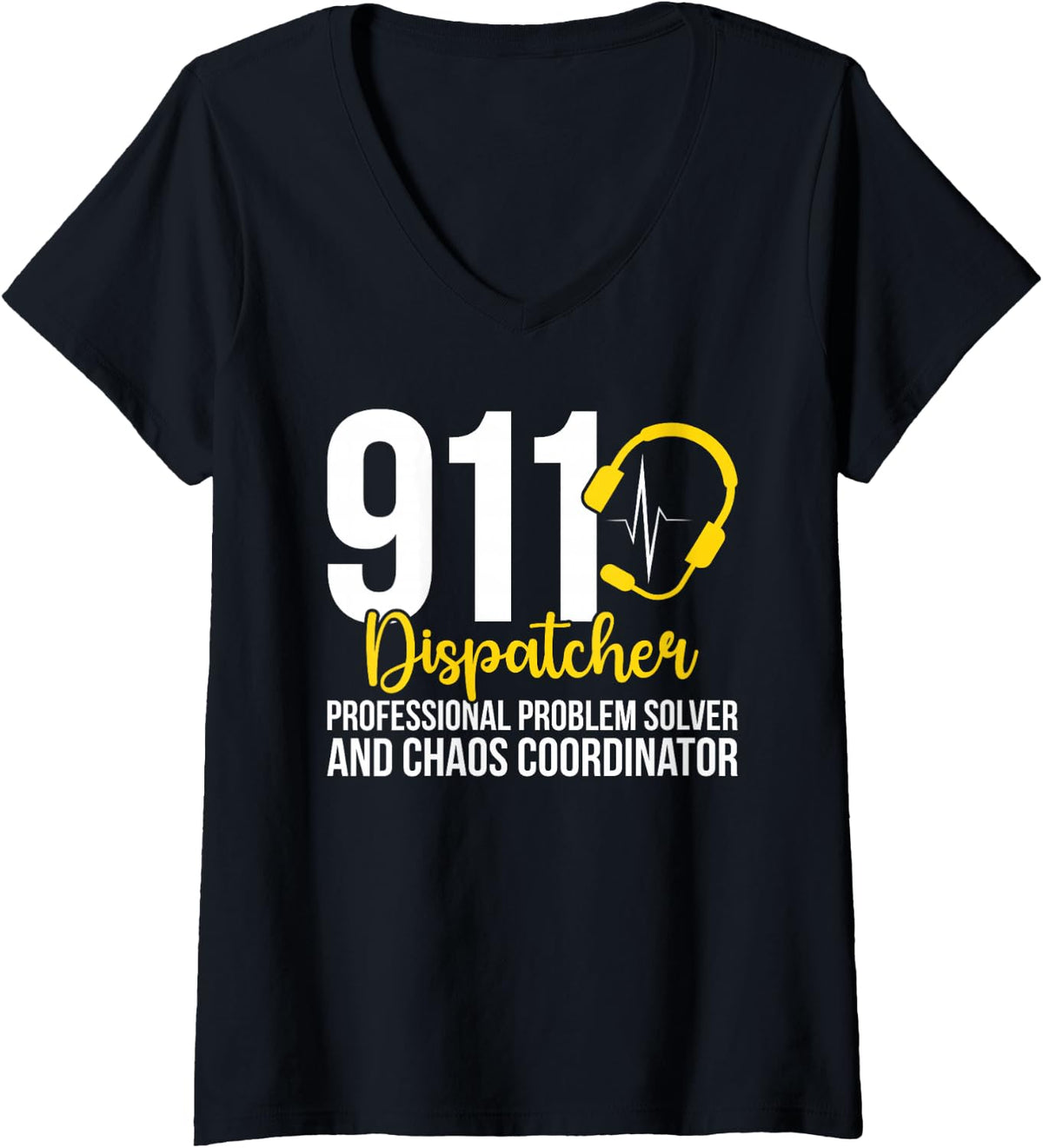 Women's 911 Dispatcher Definition 911 Emergency Dispatcher V-Neck T-Shirt - Black