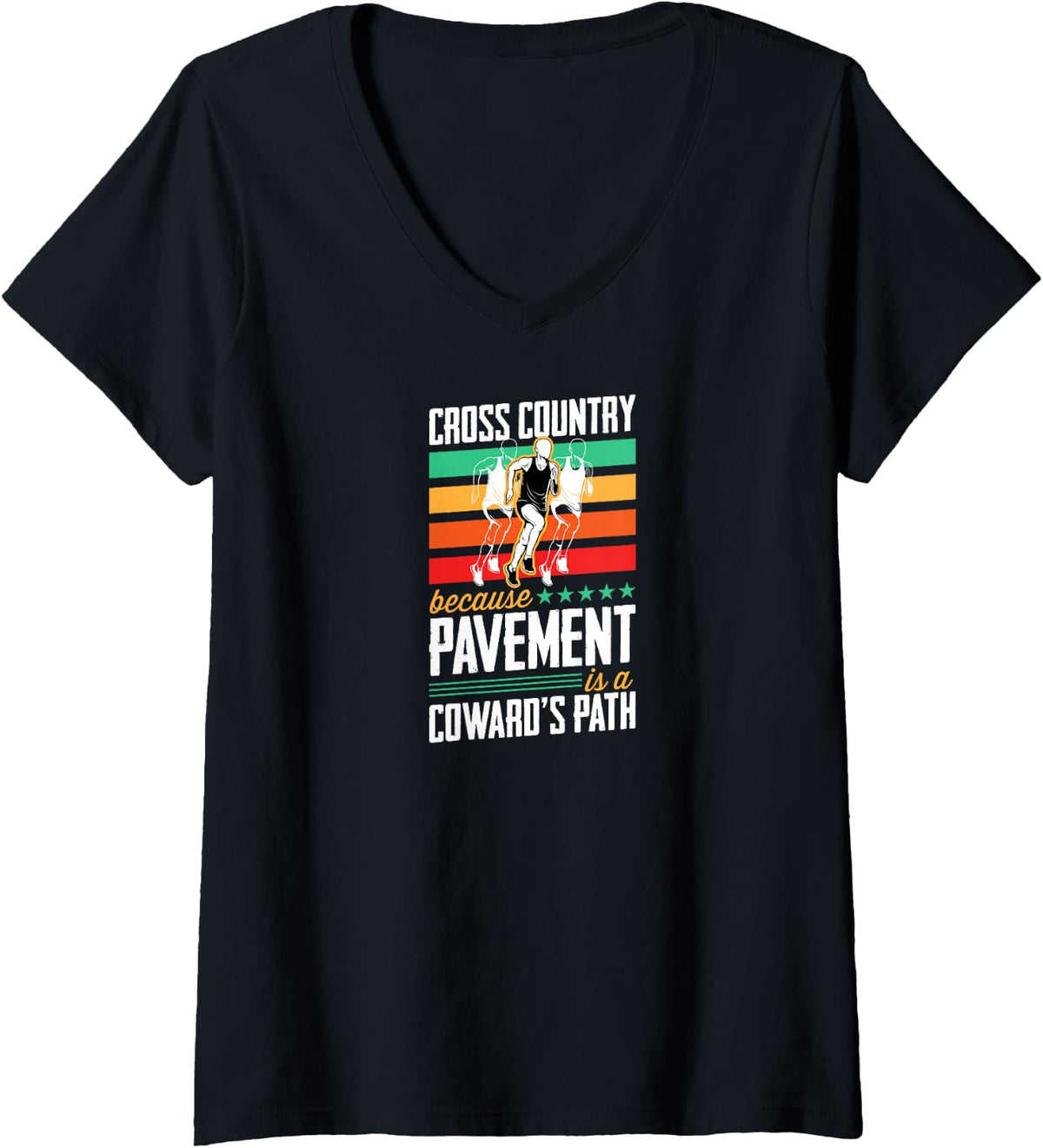 Women's Cross Country Because Pavement is A Coward's Path V-Neck T-Shirt - Black