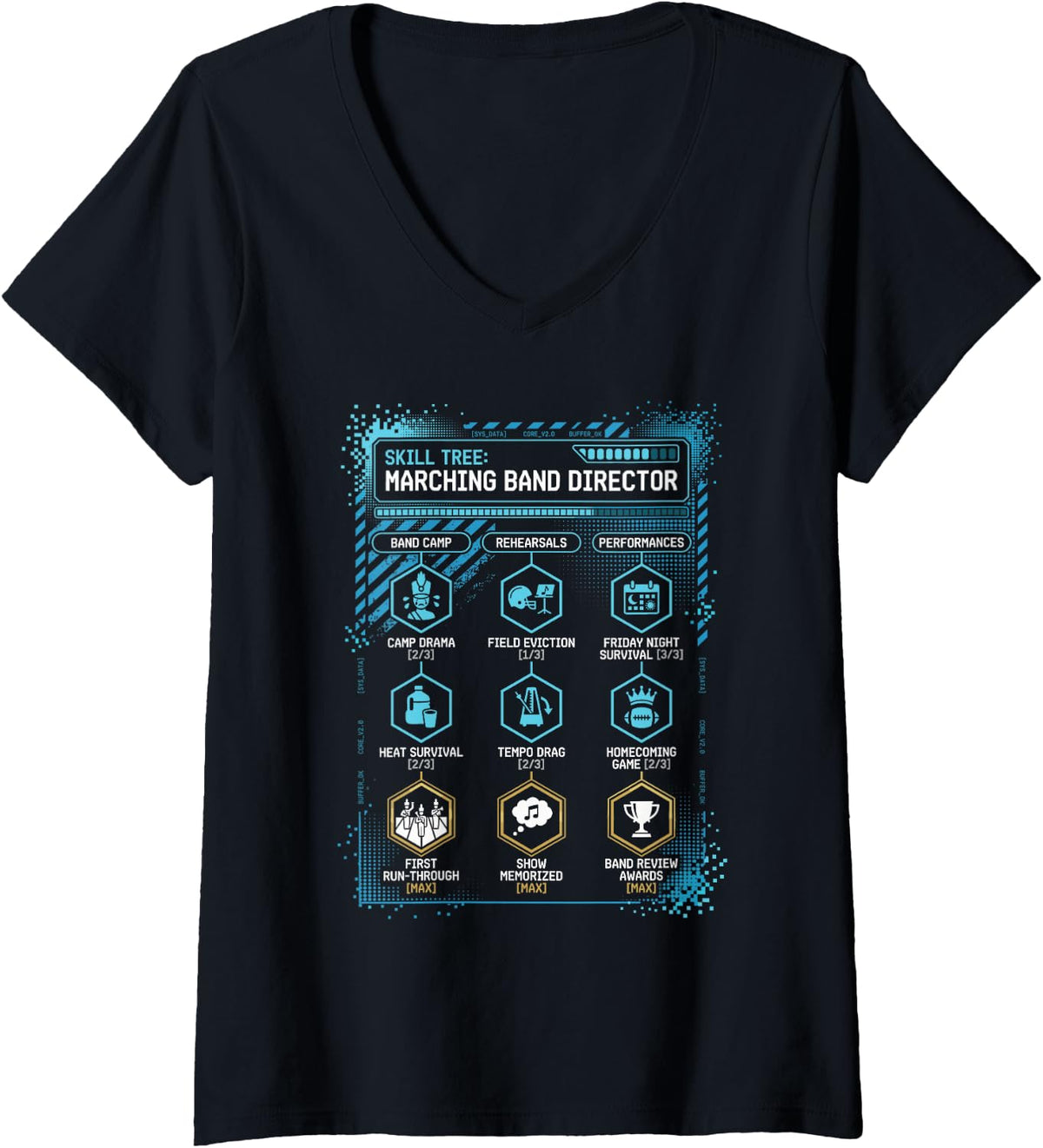 Women's Marching Band Director V-Neck T-Shirt - Black