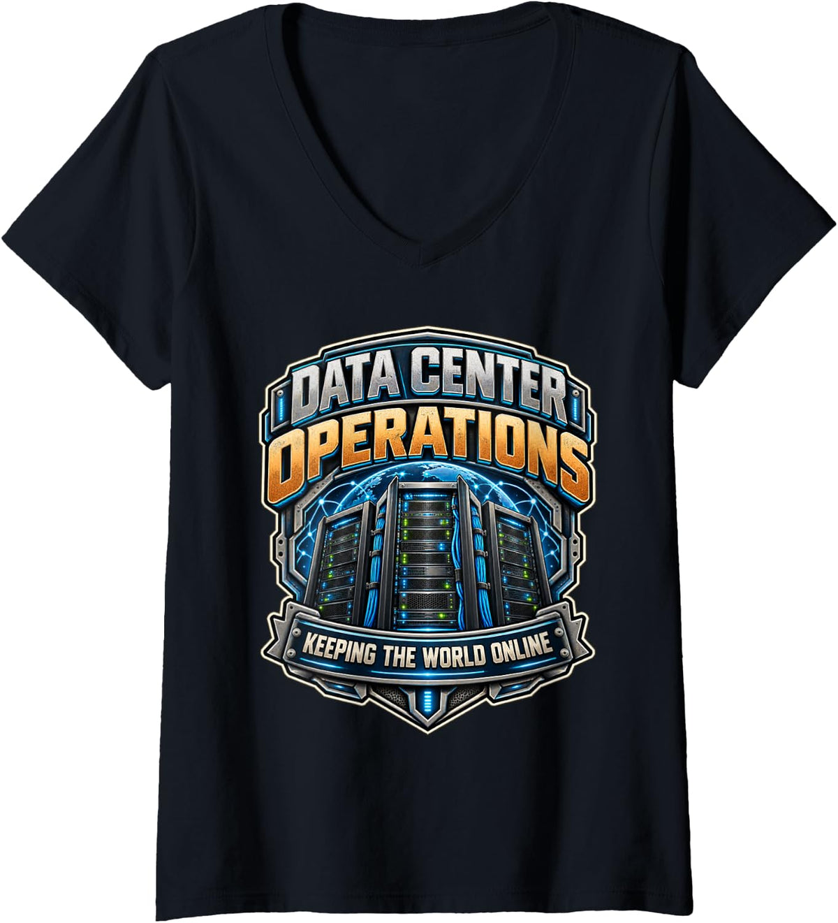 Women's Data Center Operations Server Infrastructure Technician V-Neck T-Shirt - Black