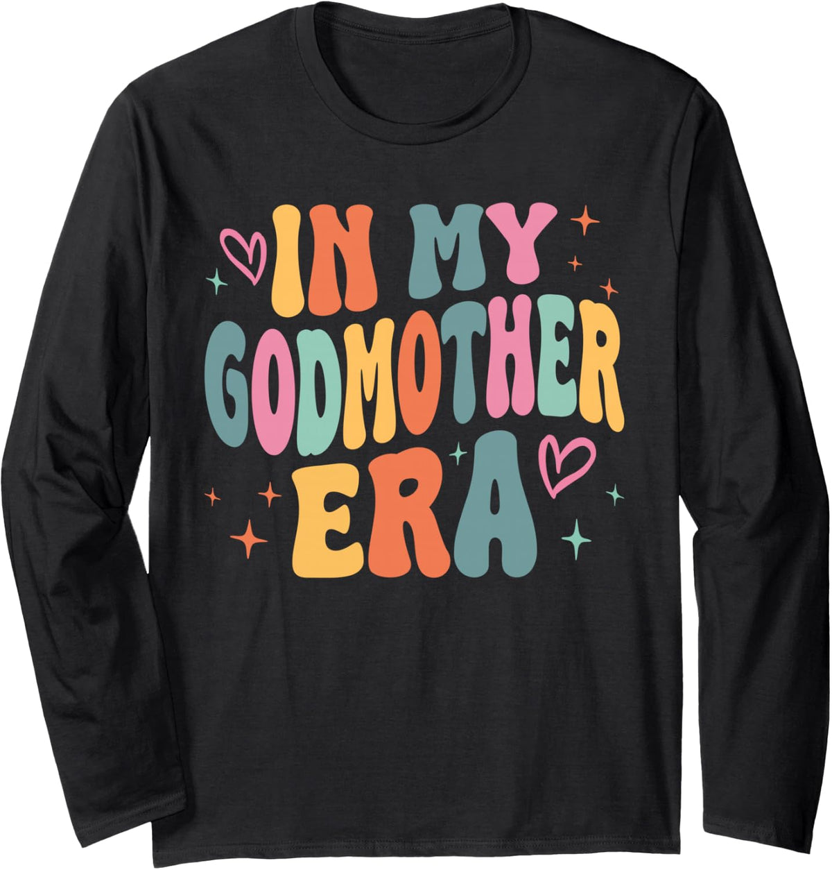 Retro Groovy in My Godmother Era Funny Family Matching Long Sleeve T-Shirt - Adult Unisex Black