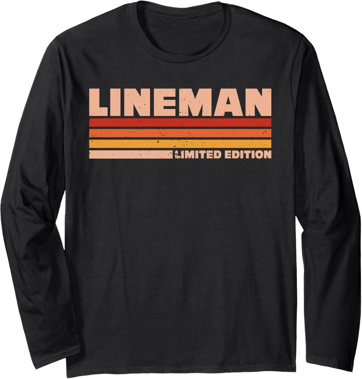 Lineman Retro Sunrise Long Sleeve T-Shirt - Adult Unisex Black