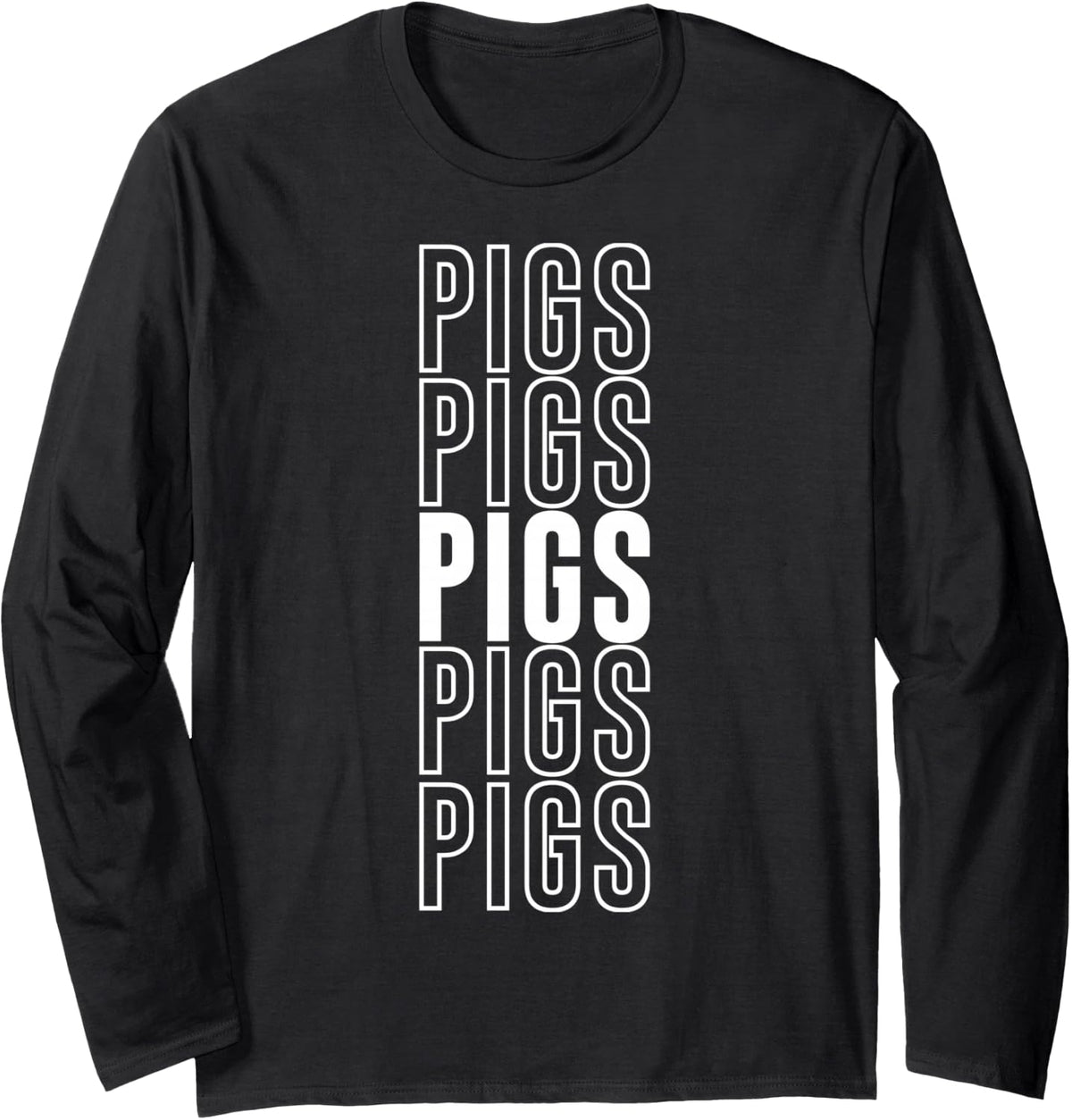 Pigs Long Sleeve T-Shirt - Adult Unisex Black