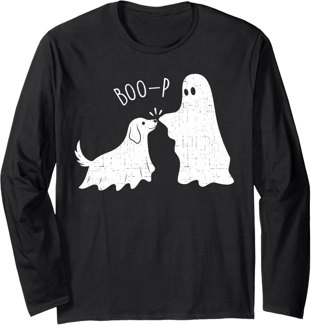 Boo Boo-p Dog Ghost Funny Halloween Dog Lovers Dog Mom Long Sleeve T-Shirt - Adult Unisex Black