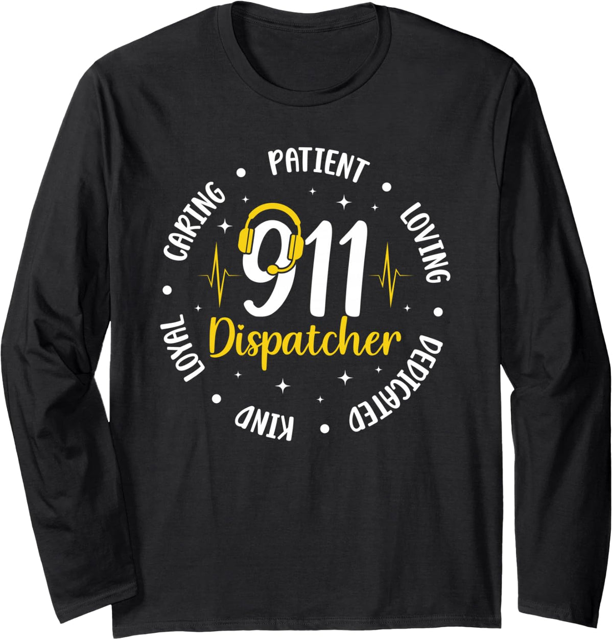 911 Dispatcher Appreciation Circle 911 Operator Long Sleeve T-Shirt - Adult Unisex Black