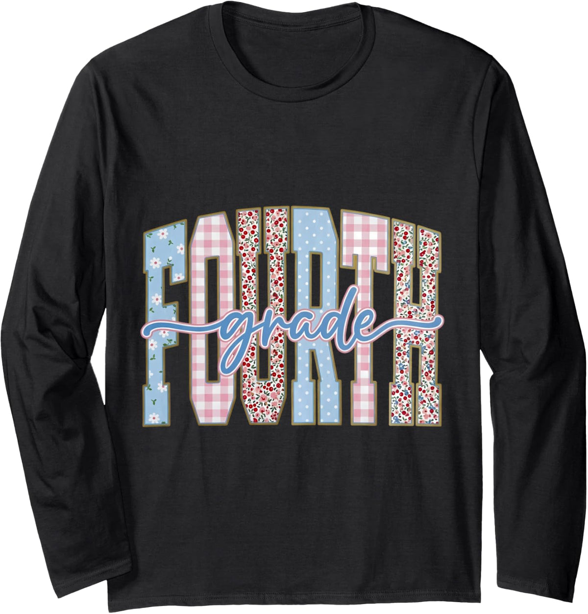 Preppy Fourth Grade Teacher 4th Grade Back to School Girls Long Sleeve T-Shirt - Adult Unisex Black