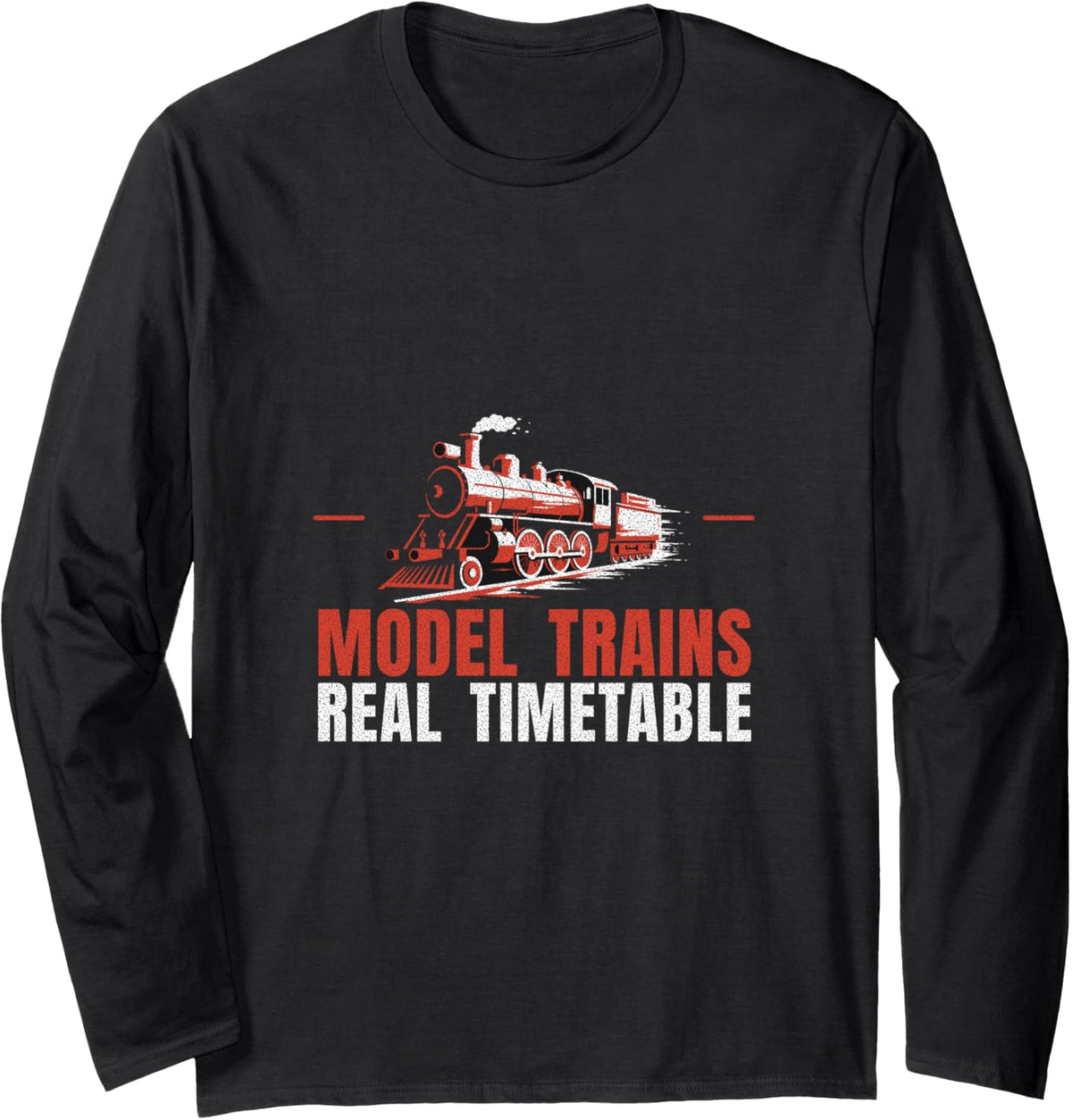 Model Railroad - Model Trains Real Timetable Long Sleeve T-Shirt - Adult Unisex Black