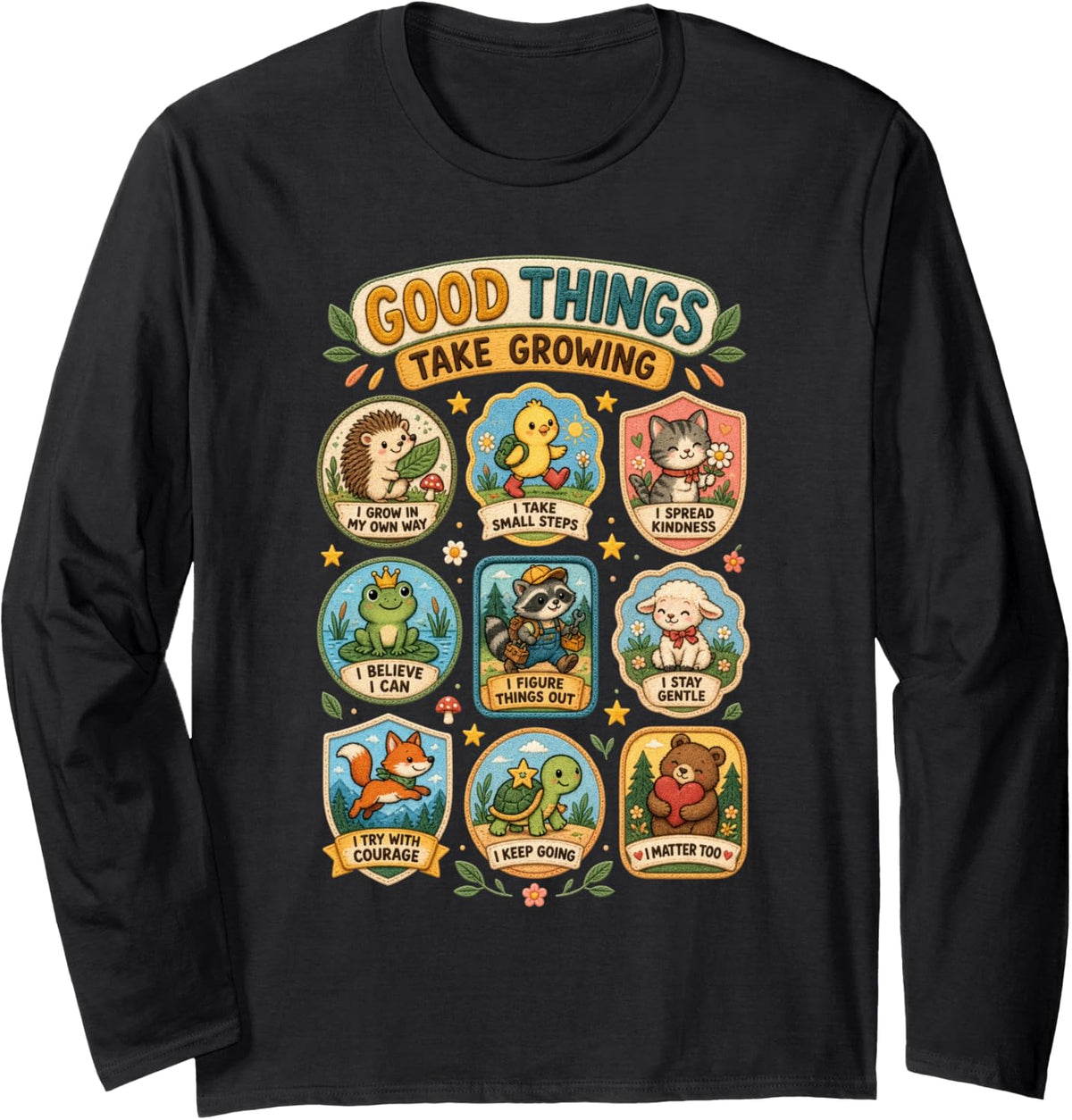 Fun Woodland Animals Elementary Educators, School Counselors Long Sleeve T-Shirt - Adult Unisex Black