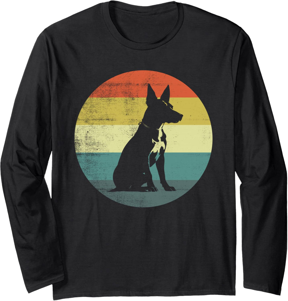 Retro Vintage Design Basenji Dog Long Sleeve T-Shirt - Adult Unisex Black