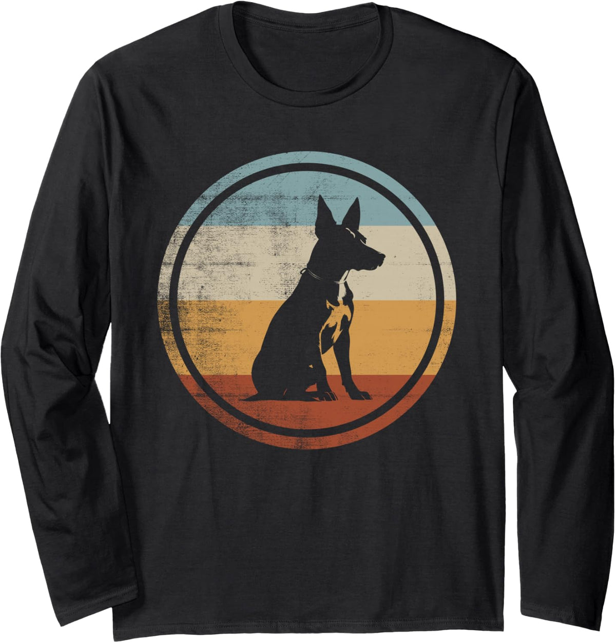 Retro Style Basenji Dog Long Sleeve T-Shirt - Adult Unisex Black